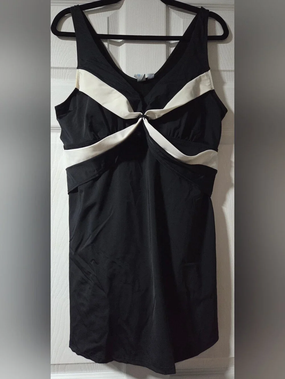 Black & White Twist-Front One-Piece Swimsuit